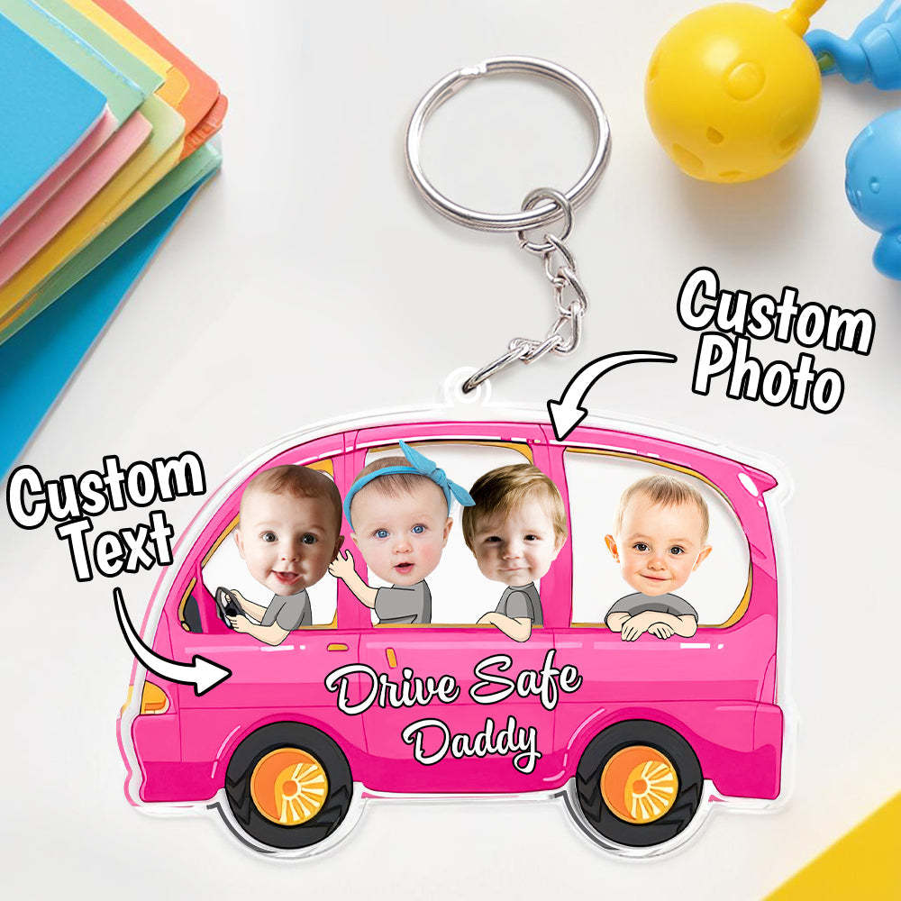 Schlüsselanhänger „drive Safe", Personalisiertes Gesicht, Acryl, Schlüsselanhänger „drive Safe Daddy", Mehrere Kinder, Geschenke Für Vater -