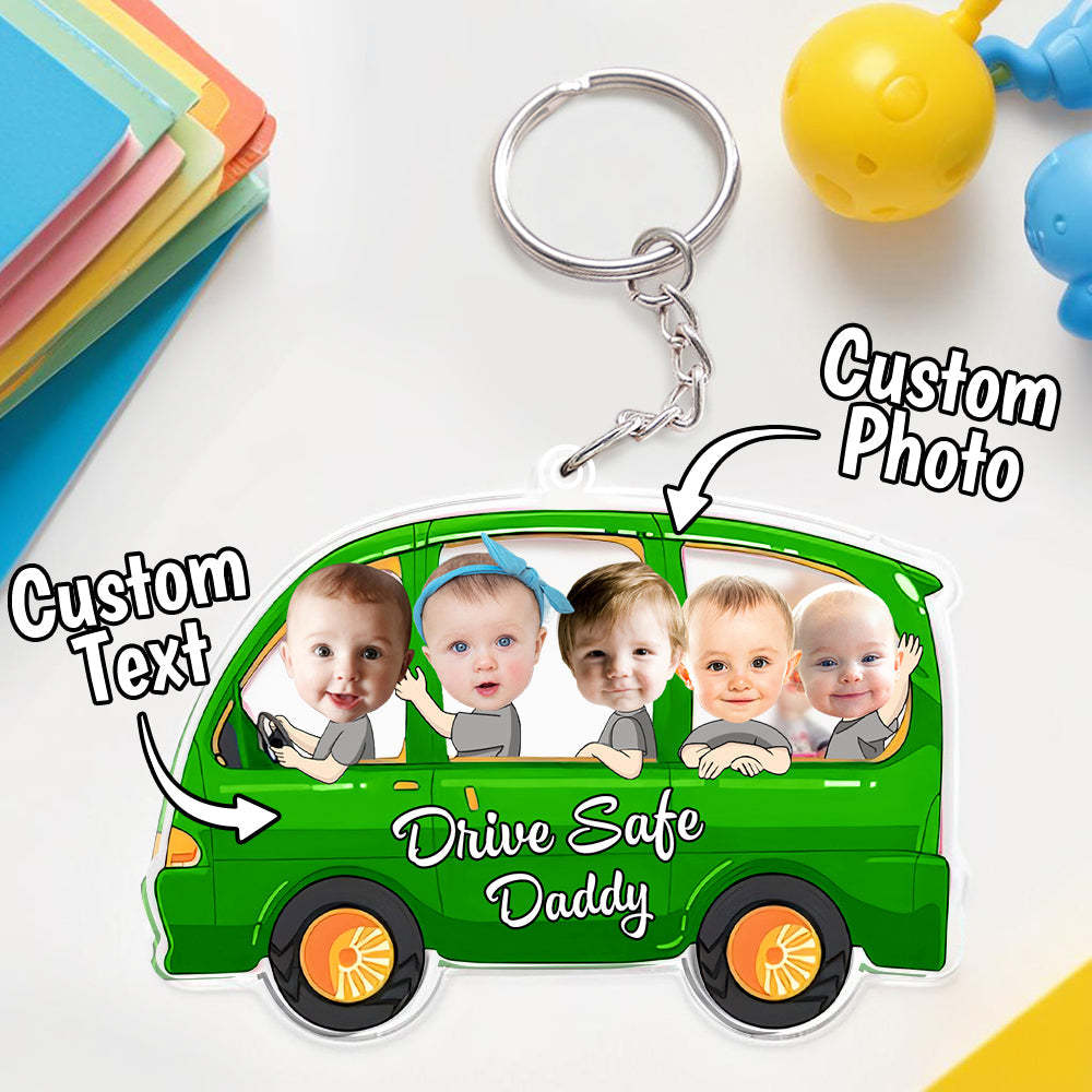 Schlüsselanhänger „drive Safe", Personalisiertes Gesicht, Acryl, Schlüsselanhänger „drive Safe Daddy", Mehrere Kinder, Geschenke Für Vater -