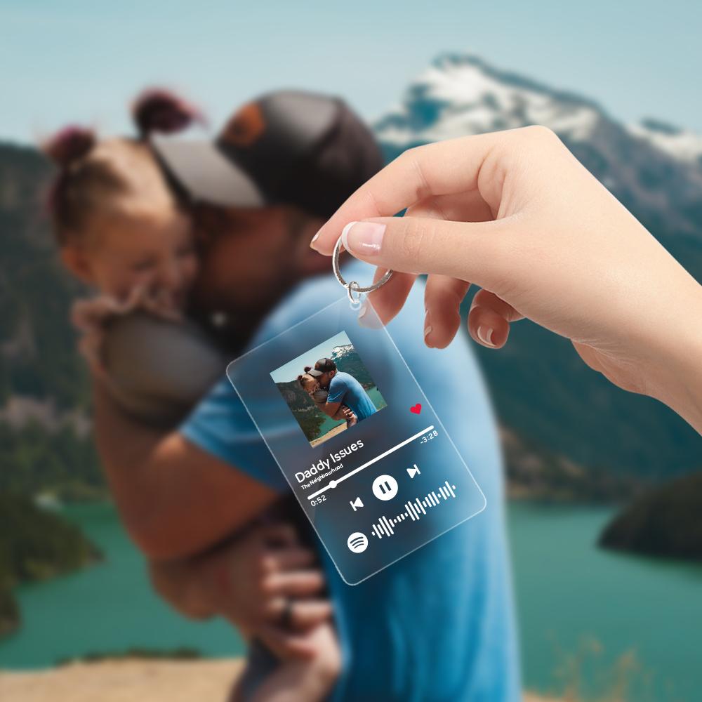 Benutzerdefinierte Spotify Code Acryl Schlüsselbund Album Cover Foto Schlüsselring für Papa