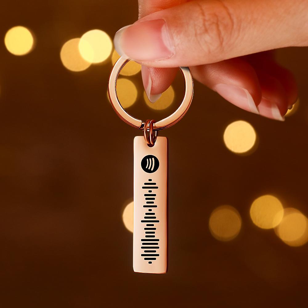 Benutzerdefinierte Scannbare Spotify Code Musik Schlüsselbund Gravierte Song Schlüsselring Roségold