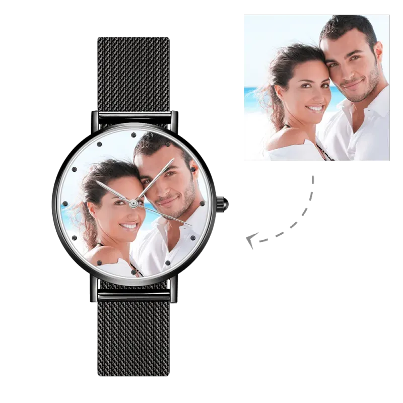 Damenuhr Mit Graviertem Legierungsarmband Und Individuellem Foto, 36 Mm - 