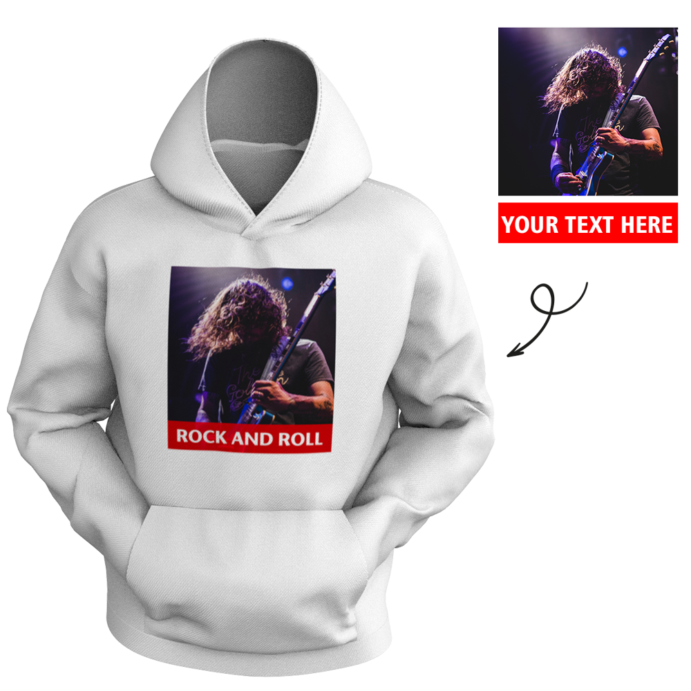Individuell Gestalteter Herren-hoodie Mit Brustfoto Und Text - 