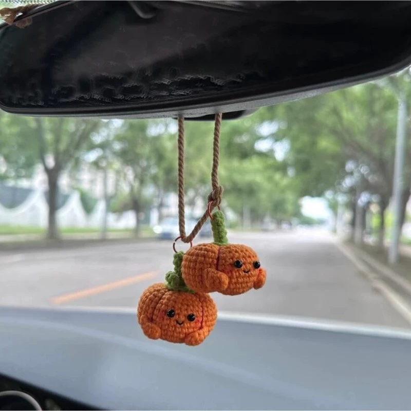 Gehäkelter Fledermaus-autoanhänger: Halloween-rückspiegel-dekoration - 