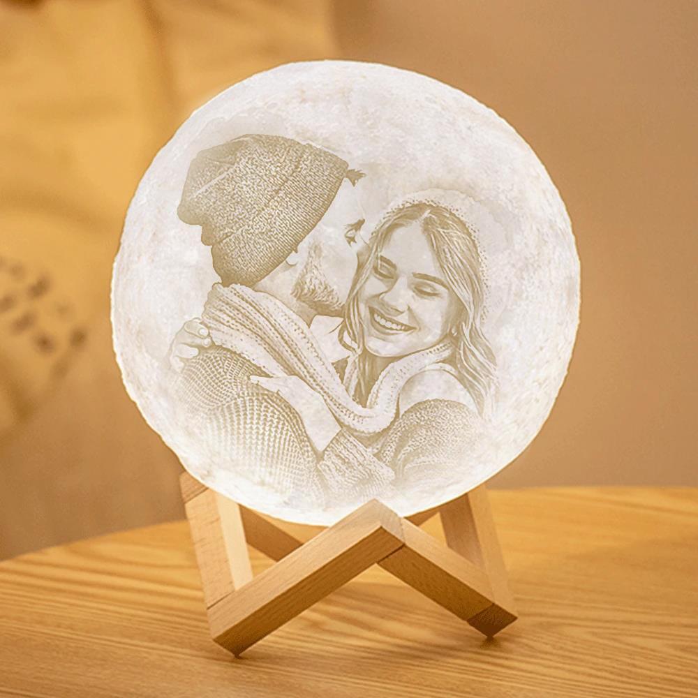 Benutzerdefinierte 3D-Druck-Fotomondlampe mit Ihrem Text - Berühren Sie zwei Farben Für Sie