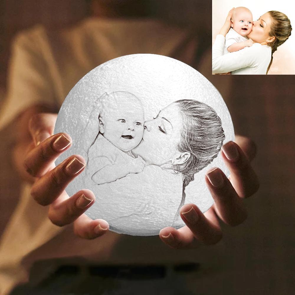 Foto Gravur 3D Druck Mond Lampe | Berühren Sie 2 Farben | Mamas Geschenk