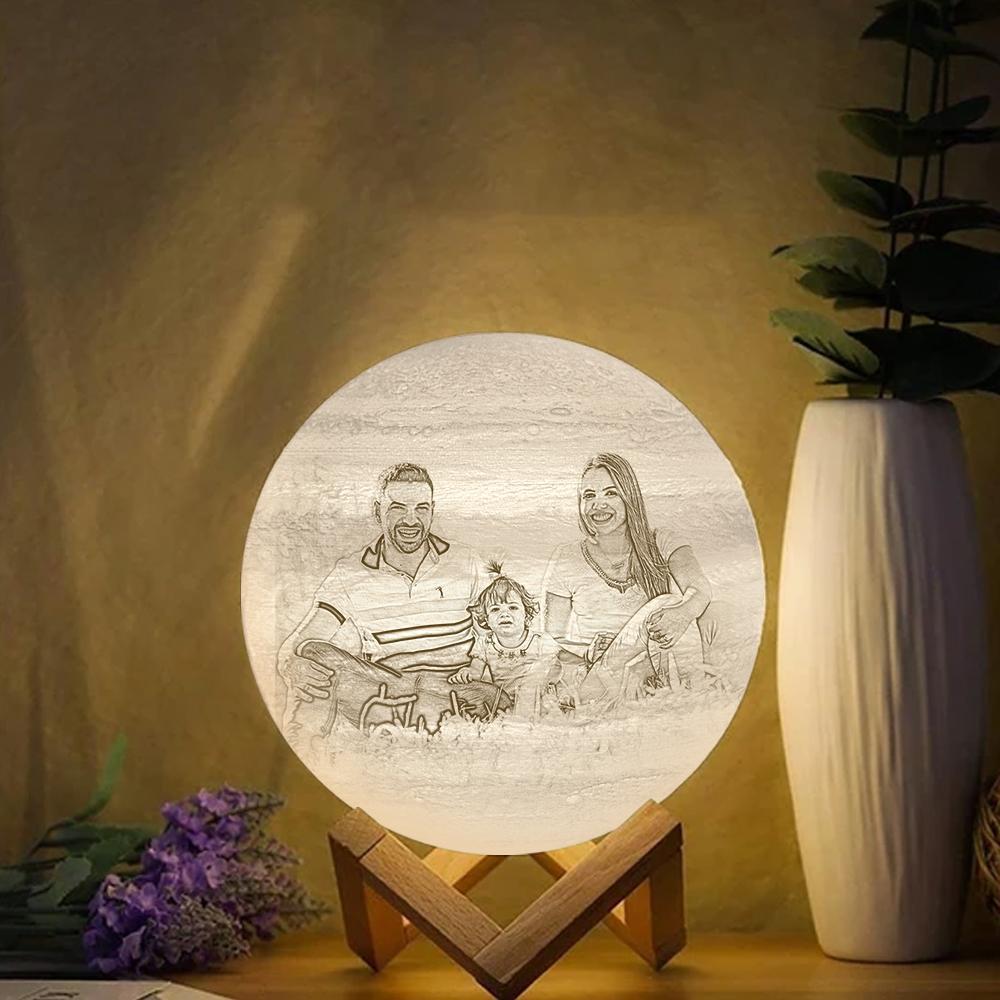 Foto Gravur 3D Druck Jupiter Lampe | Tippen Sie auf 3 Farben