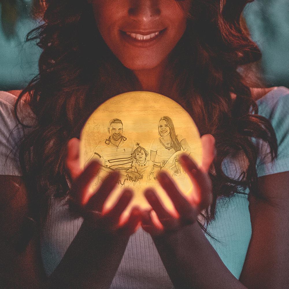 Foto Gravur 3D Druck Jupiter Lampe | Berühren Sie 2 Farben
