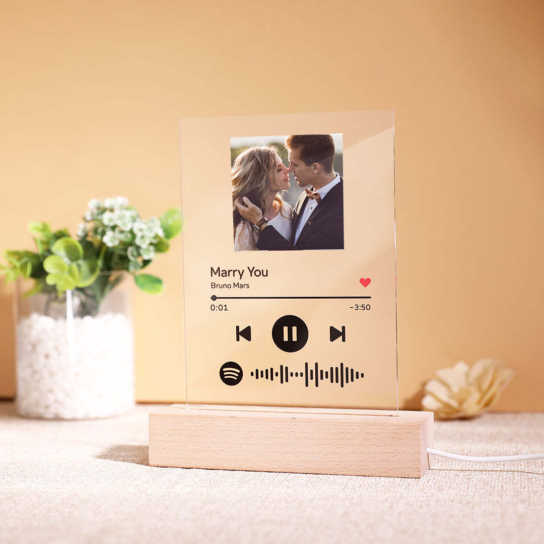 Muttertagsgeschenke Spotify Glas Nachtlicht Song Poster Scannbares Spotify Code Nachtlicht -