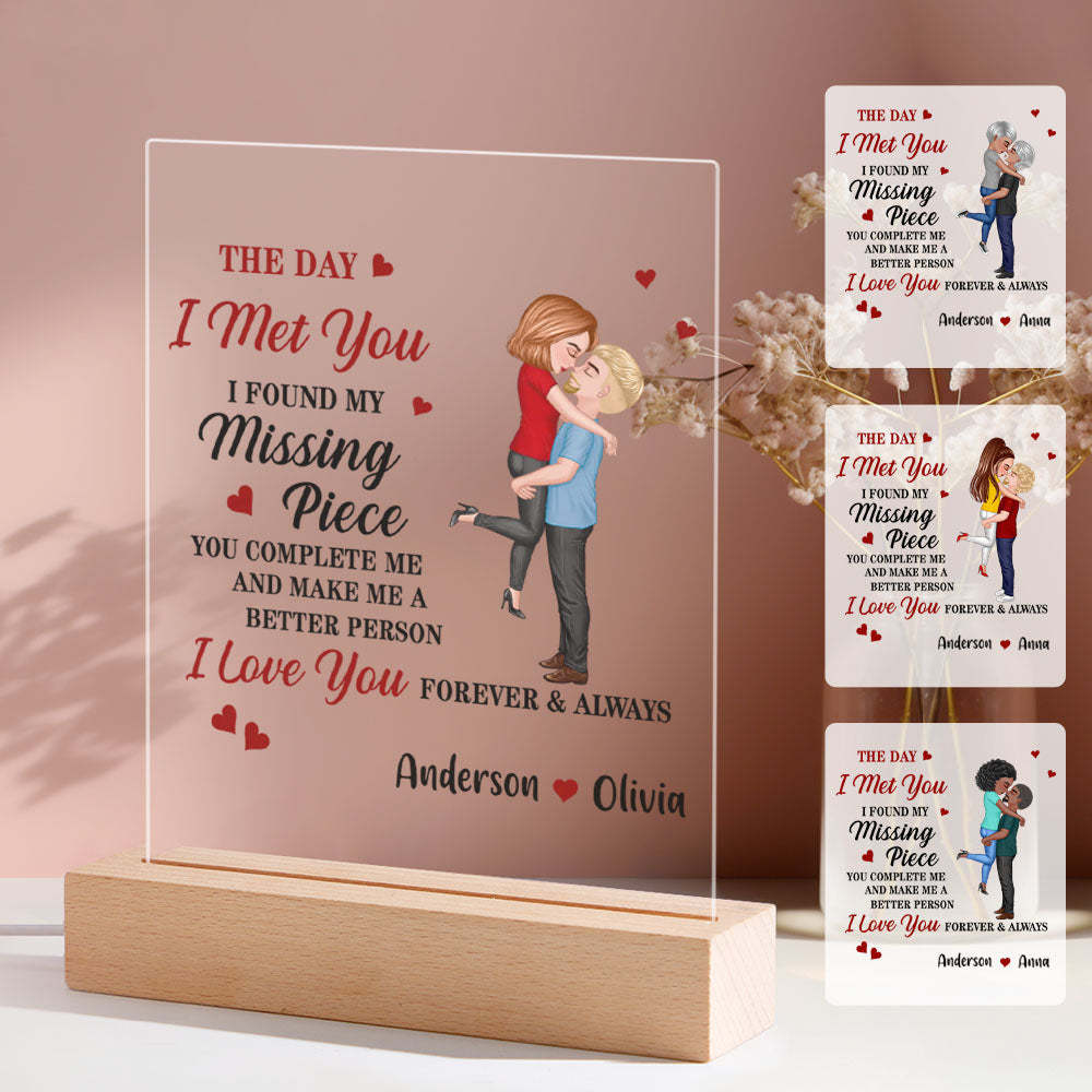 Benutzerdefinierte Plakette, Personalisiertes Paarbild, Acryllampe, Valentinstagsgeschenke, Ich Habe Mein Fehlendes Stück Gefunden -