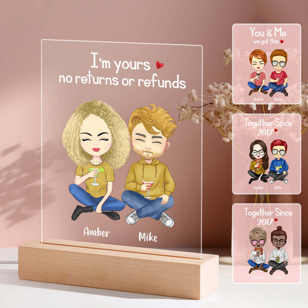 Benutzerdefinierte Plakette Lampe Paar Personalisierte Frisur Kleidung Und Name Cartoon Valentinstag Geschenke -