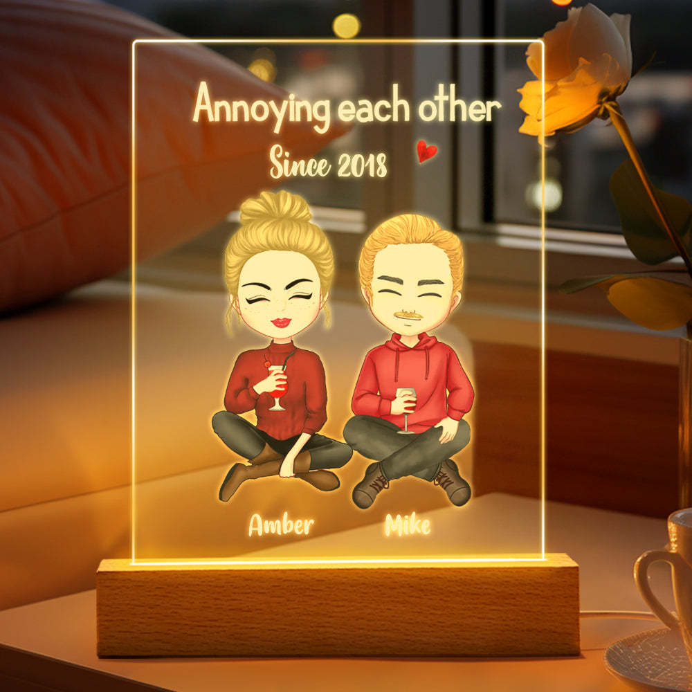 Benutzerdefinierte Plakette Lampe Paar Personalisierte Frisur Kleidung Und Name Cartoon Valentinstag Geschenke -