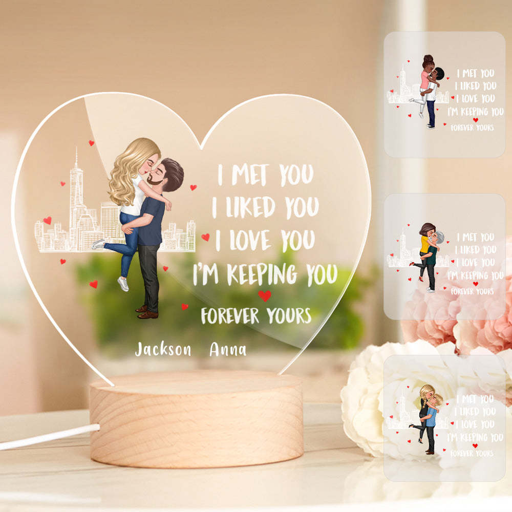 Valentinstag Geschenke Benutzerdefinierte Lampe Personalisierte Frisur Kleidung Und Name Cartoon Herz Form Licht -