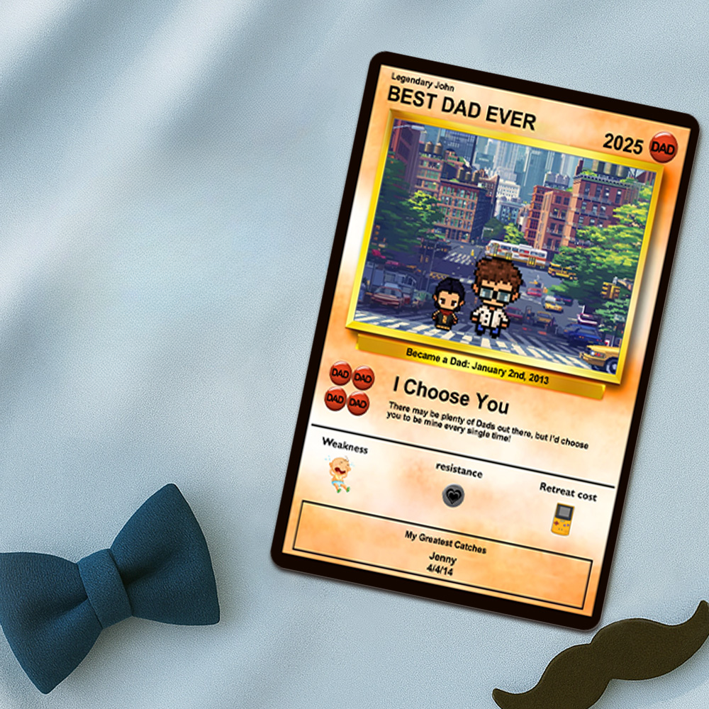 Anime-monsterkarte Zum Vatertag, Individuelle Anime-monsterkarte, Vatertagsgeschenk Für Einen Anime-monster-liebhaber! Gedruckt Auf Unseren Charakteristischen Metallkarten, Um Ein Unvergessliches Andenken Zu Schaffen