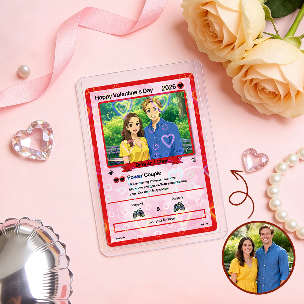Personalisierte Karte Für Paare, Individuelle Jahrestagskarte Mit Paarfoto Im Anime-Stil, Perfektes Geschenk Für Verliebte - 