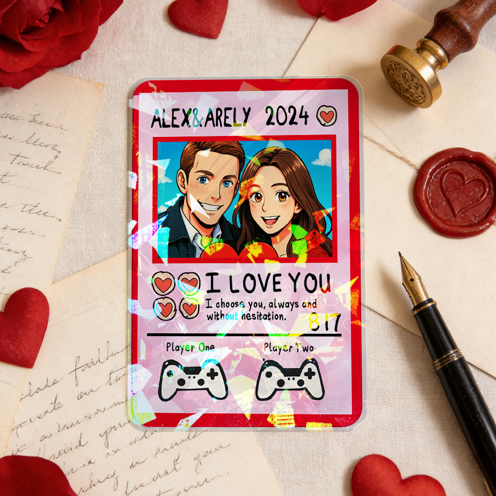 Personalisierte Karte Für Paare, Individuelle Jahrestagskarte Mit Paarfoto Im Anime-Stil, Perfektes Geschenk Für Verliebte - 