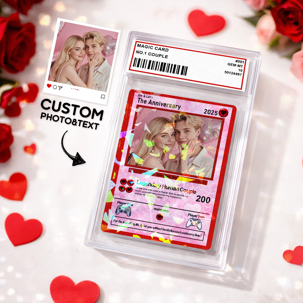 Personalisierte Karte Für Paare, Individuelle Jahrestagskarte Mit Paarfoto Im Anime-Stil, Perfektes Geschenk Für Verliebte - 