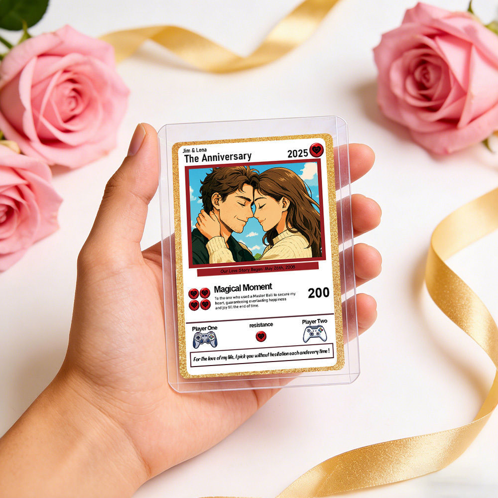 Personalisierte Karte Für Paare, Individuelle Jahrestagskarte Mit Paarfoto Im Anime-Stil, Perfektes Geschenk Für Verliebte - 