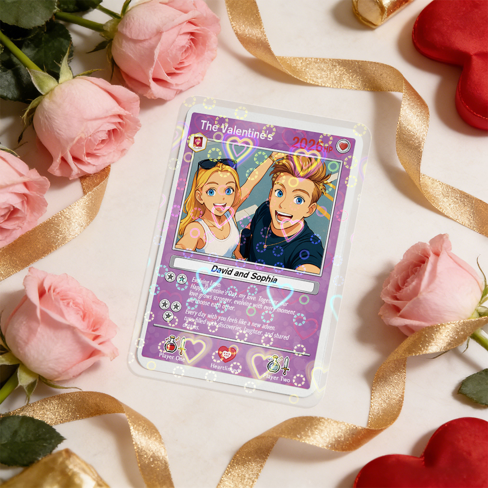 Personalisierte Karte Für Paare, Individuelle Jahrestagskarte Mit Paarfoto Im Anime-Stil, Perfektes Geschenk Für Verliebte - 
