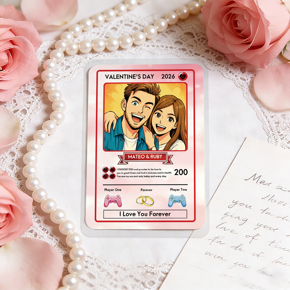 Personalisierte Karte Für Paare, Individuelle Jahrestagskarte Mit Paarfoto Im Anime-Stil, Perfektes Geschenk Für Verliebte - 