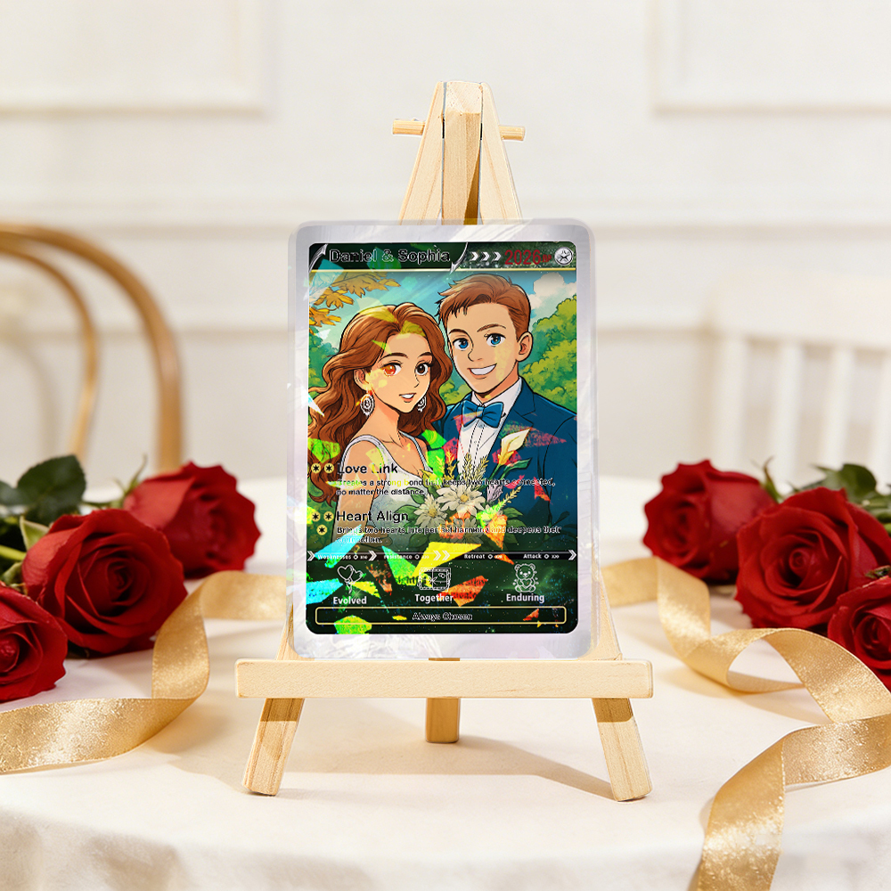 Personalisierte Karte Für Paare, Individuelle Jahrestagskarte Mit Paarfoto Im Anime-Stil, Perfektes Geschenk Für Verliebte - 