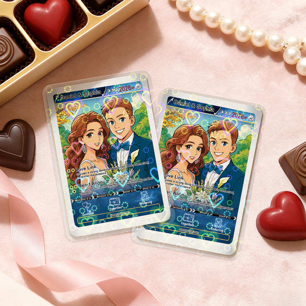 Personalisierte Karte Für Paare, Individuelle Jahrestagskarte Mit Paarfoto Im Anime-Stil, Perfektes Geschenk Für Verliebte - 