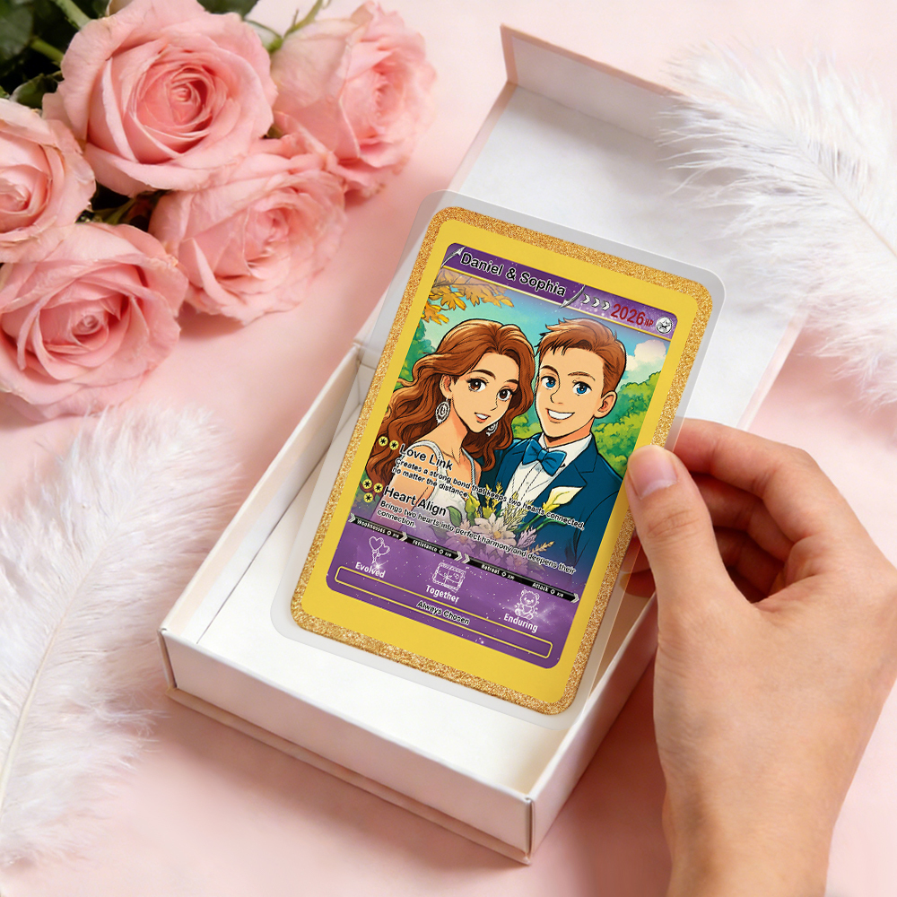Personalisierte Karte Für Paare, Individuelle Jahrestagskarte Mit Paarfoto Im Anime-Stil, Perfektes Geschenk Für Verliebte - 
