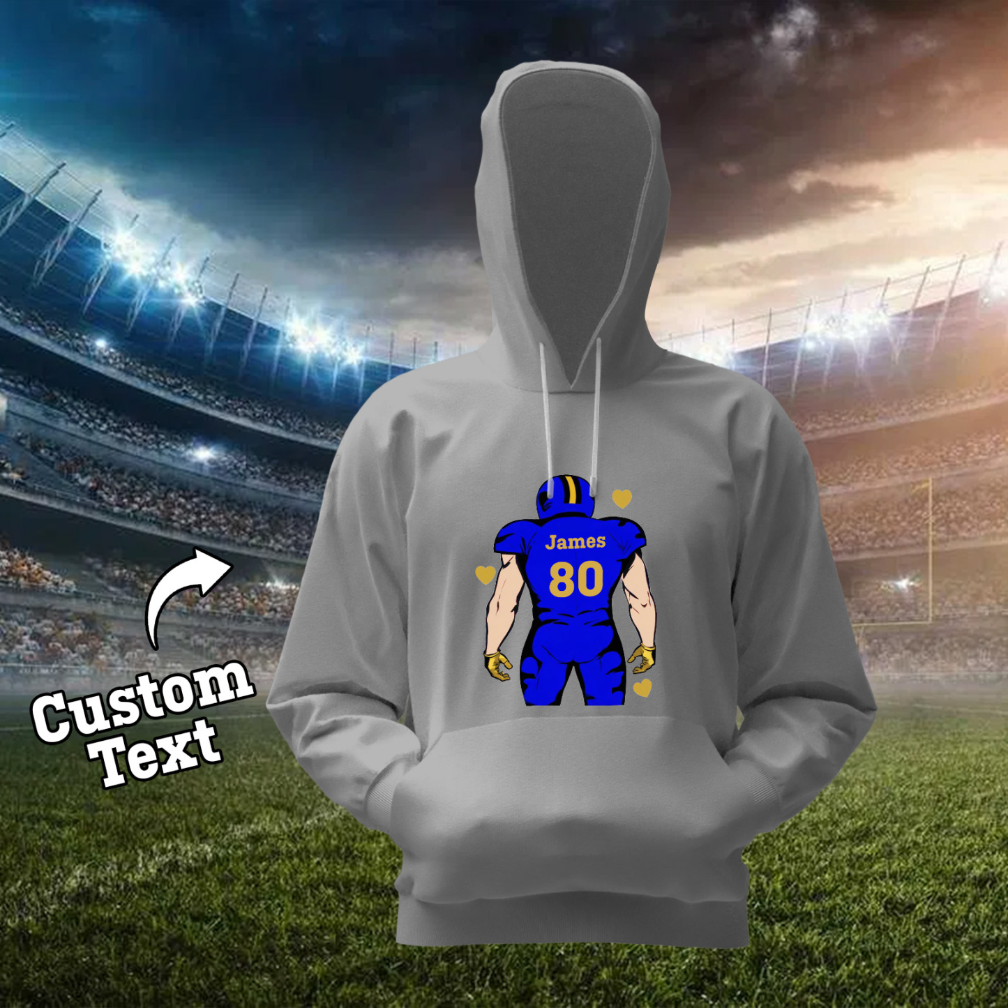 Glänze Am Spieltag – Individuell Gestalteter Glitzer-footballspieler-hoodie - 