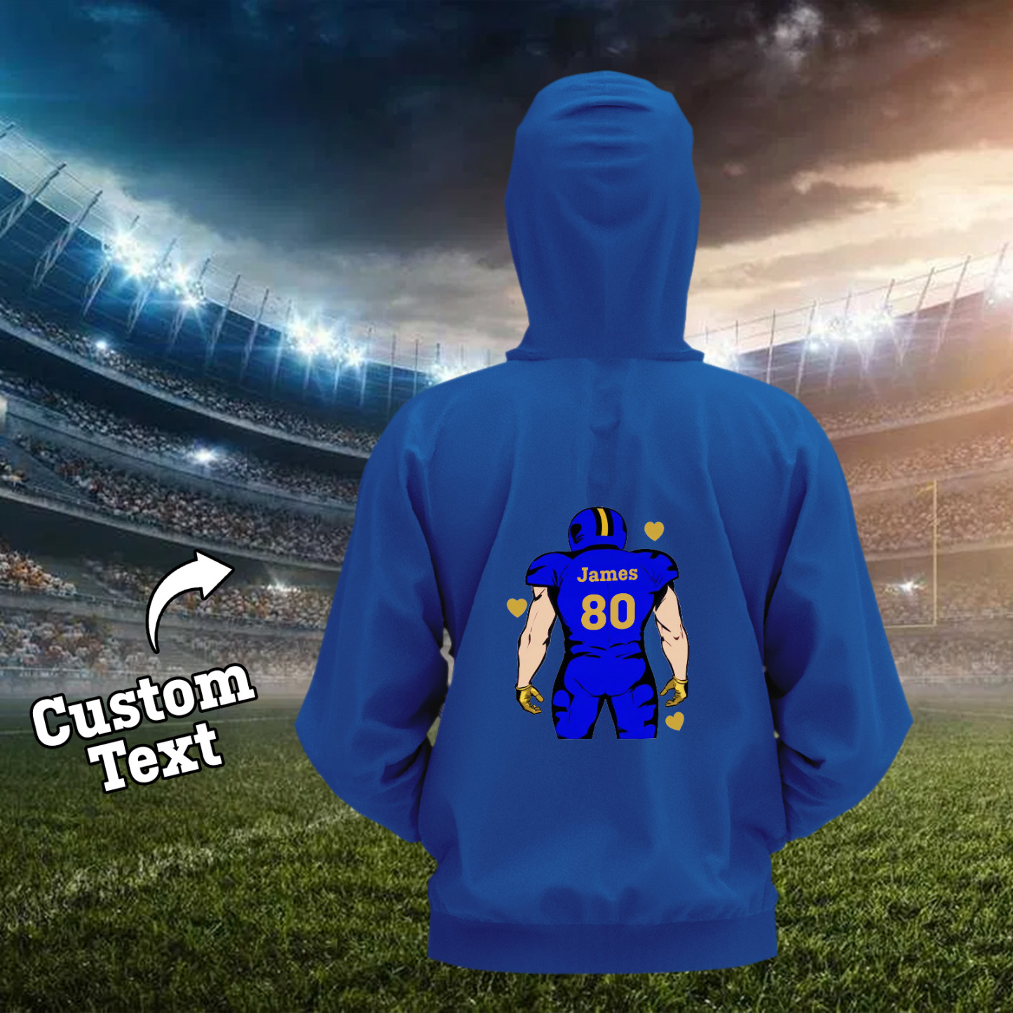 Glänze Am Spieltag – Individuell Gestalteter Glitzer-footballspieler-hoodie - 