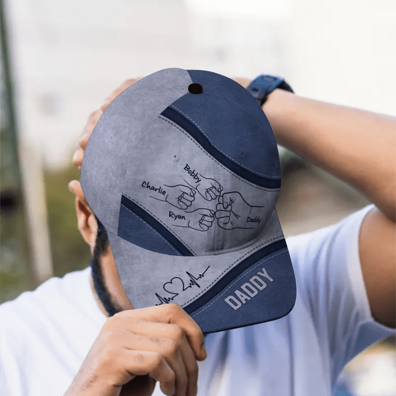 Vatertagsgeschenk Personalisierte Fist Bump Daddy Opa Custom Classic Cap, Für Papa, Für Opa, Für Ehemann -