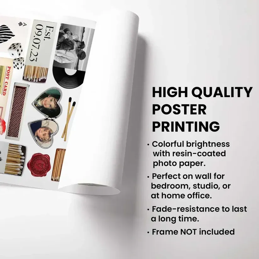 Individuell Gestaltete Romantische Liebescollage Aus Streichholzschachteln Für Paare – Personalisiertes Poster – Sentimentales Geschenk Für Ihn, Für Sie - 