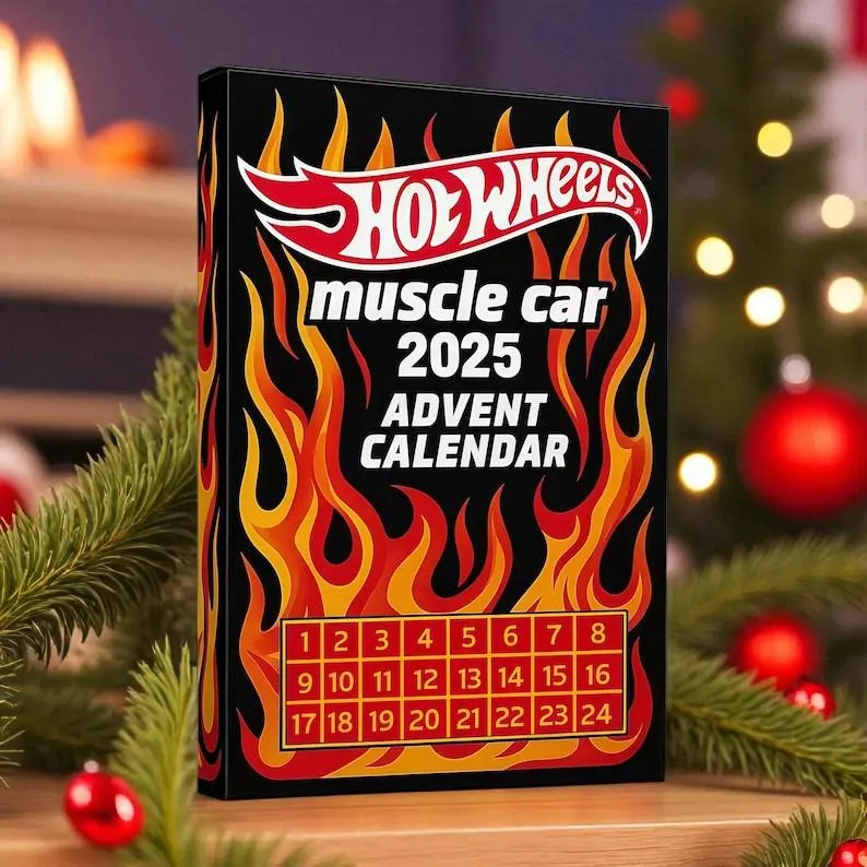 Hot-rod-adventskalender 2025: 24 Tage Mit Klassischen Muscle-car-acryl-ornamenten - 