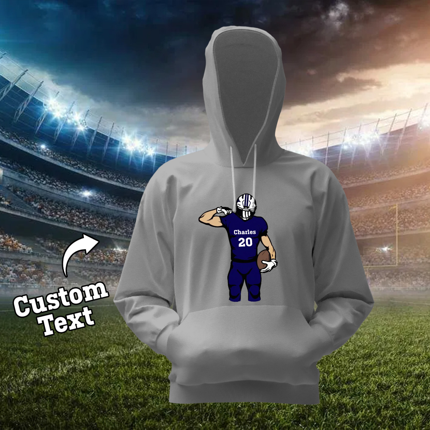 Glänze Am Spieltag – Individuell Gestalteter Glitzer-footballspieler-hoodie - 