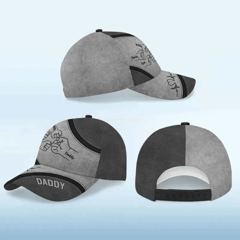 Vatertagsgeschenk Personalisierte Fist Bump Daddy Opa Custom Classic Cap, Für Papa, Für Opa, Für Ehemann -