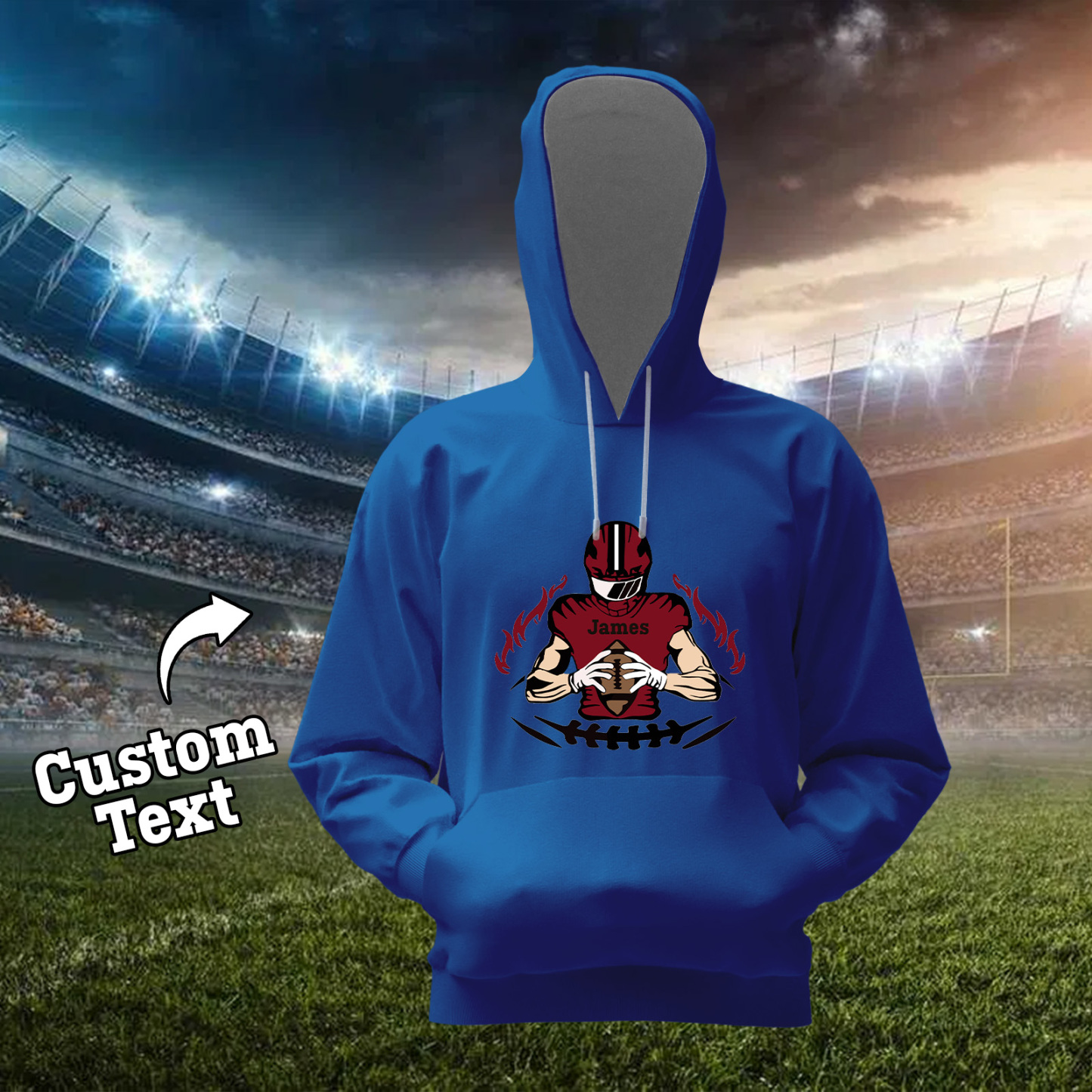 Glänze Am Spieltag – Individuell Gestalteter Glitzer-footballspieler-hoodie - 
