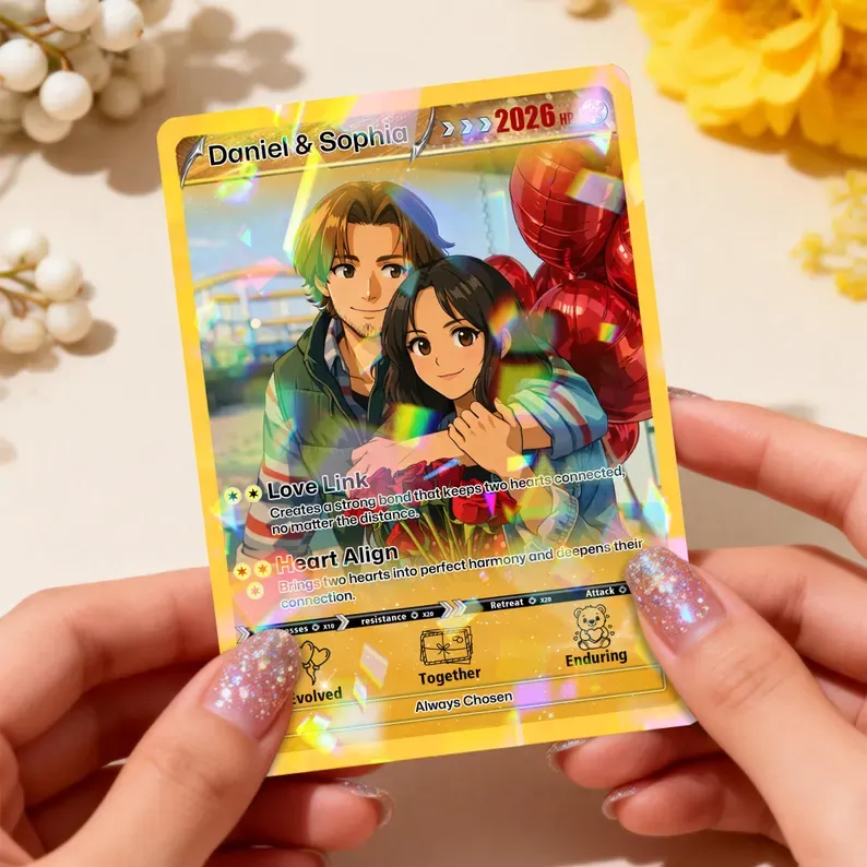 Personalisierte Karte Für Paare, Individuelle Jahrestagskarte Mit Paarfoto Im Anime-Stil, Perfektes Geschenk Für Verliebte - 