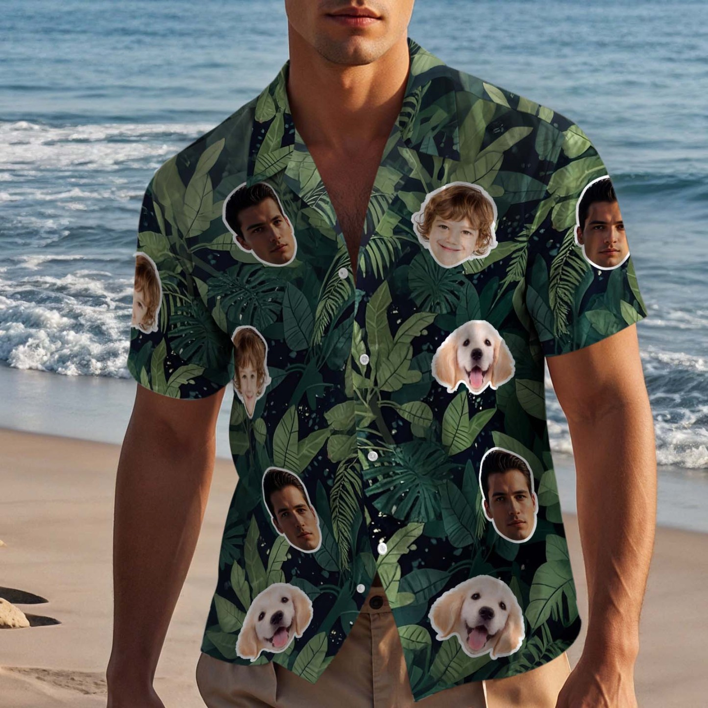 Benutzerdefinierte Hawaiihemd Mit Foto Personalisierte Gesicht Spaß Party Shirts Für Papa Geschenk - 