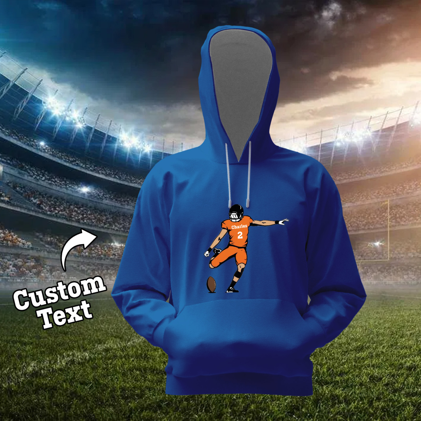 Glänze Am Spieltag – Individuell Gestalteter Glitzer-footballspieler-hoodie - 