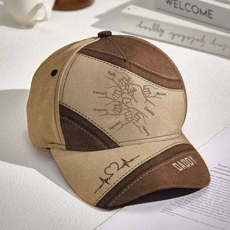 Vatertagsgeschenk Personalisierte Fist Bump Daddy Opa Custom Classic Cap, Für Papa, Für Opa, Für Ehemann -