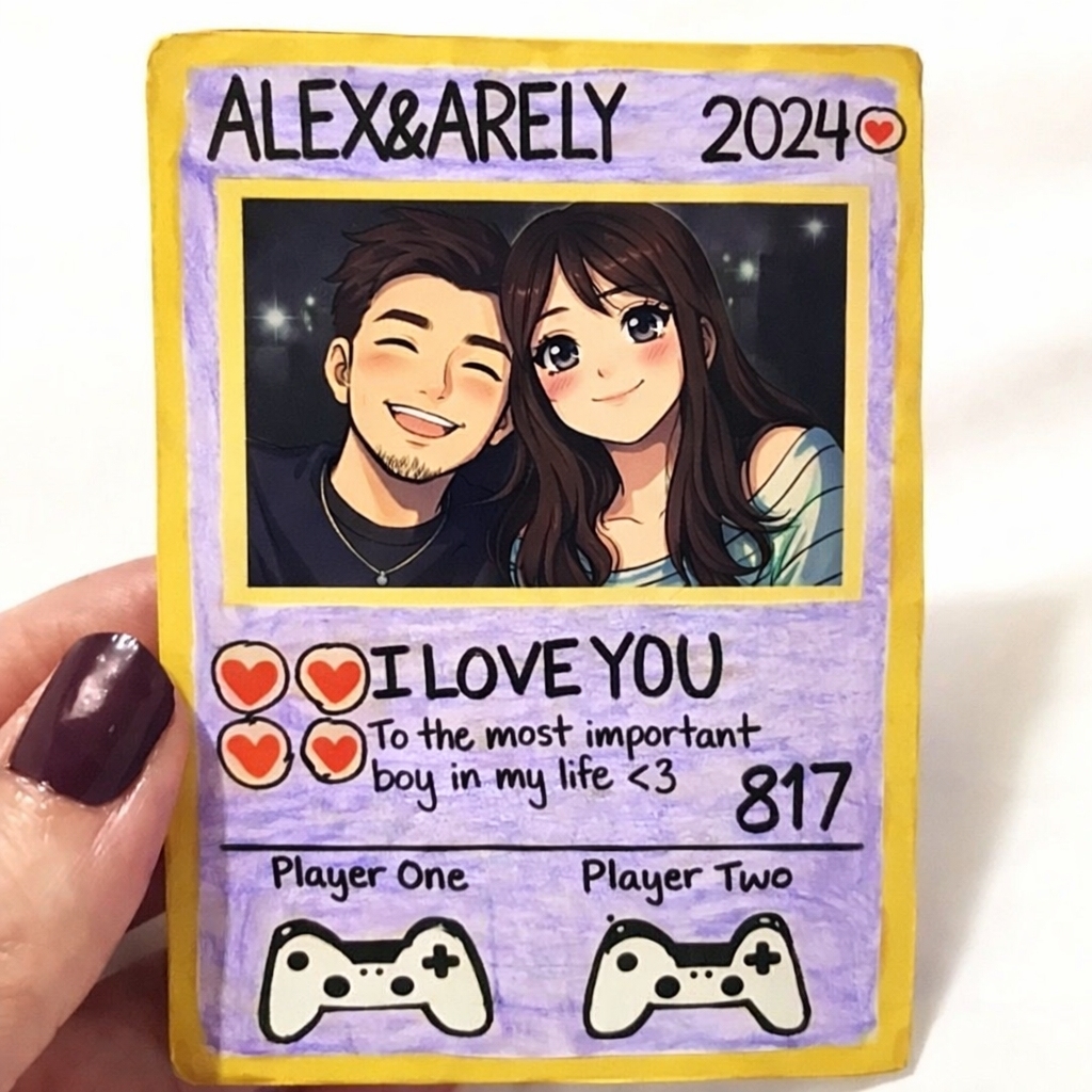 Personalisierte Karte Für Paare, Individuelle Jahrestagskarte Mit Paarfoto Im Anime-Stil, Perfektes Geschenk Für Verliebte - 