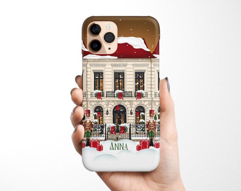 Benutzerdefinierter Name Christmas Town Handyhülle Für Iphone 16 15 14 13 12 11 Samsung Galaxy S24 S23 S22 Pixel 9 Weihnachten Magsafe Hülle, Haus Personalisiert -