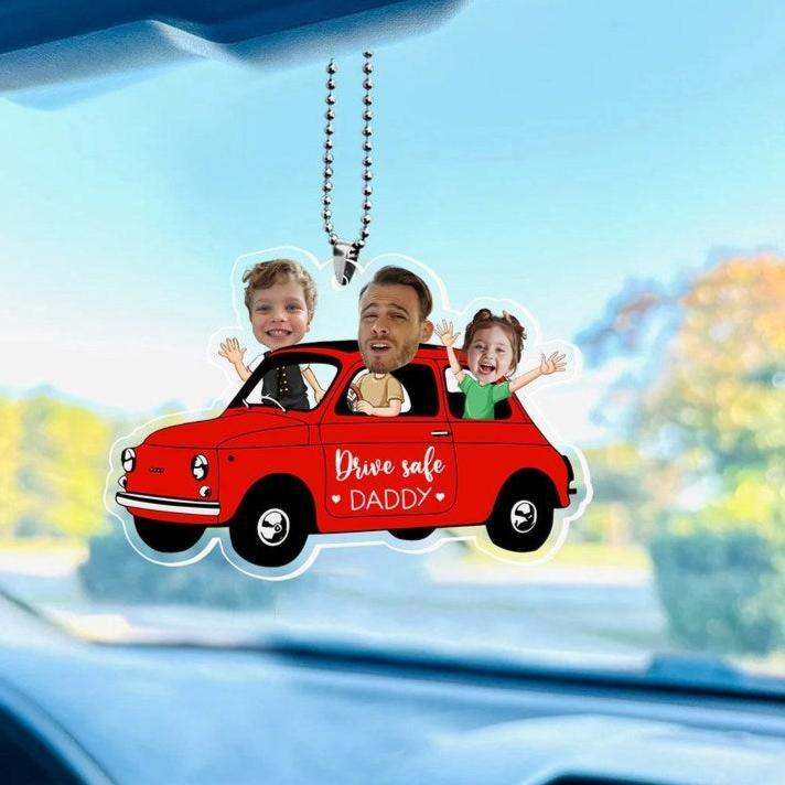 Lustiges Individuelles Foto-ornament „drive Safe Daddy" Fürs Auto, Personalisiertes Geschenk Zum Ersten Vatertag, Individuelles Auto-hängeornament -