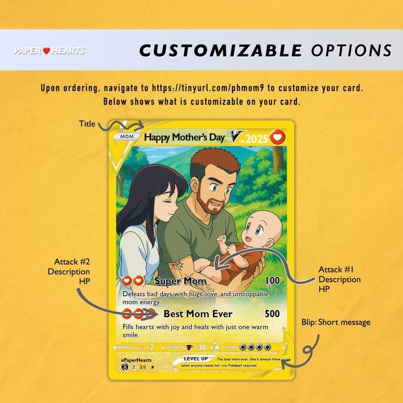 Muttertags-anime-monster-karte, Benutzerdefinierte Anime-monster-karte, Geschenk Für Mama, Muttertagsgeschenk, Benutzerdefiniertes Anime-monster-geschenk - 