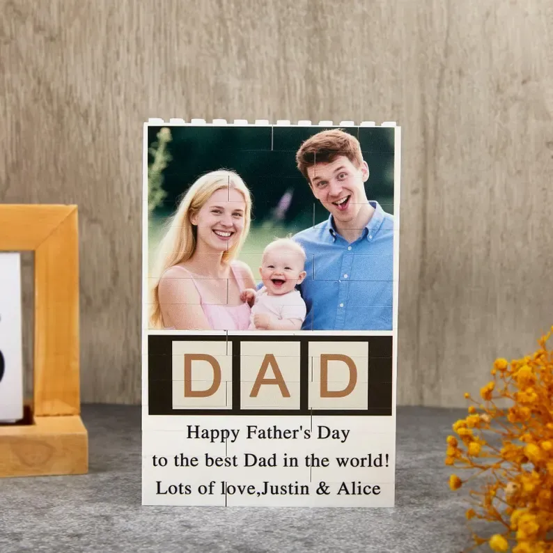 Individueller Foto-puzzle-rahmen Aus Bausteinen – Ein Liebevolles Geschenk Zum Vatertag