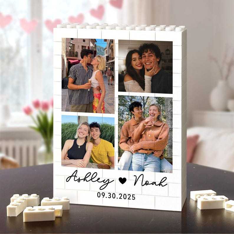 Individuell Gestaltbarer Foto-puzzle-rahmen Aus Bausteinen – Gestalten Sie Ihre Liebe, Ein Romantisches Geschenk Für Paare Zum Valentinstag Und Jahrestag - 