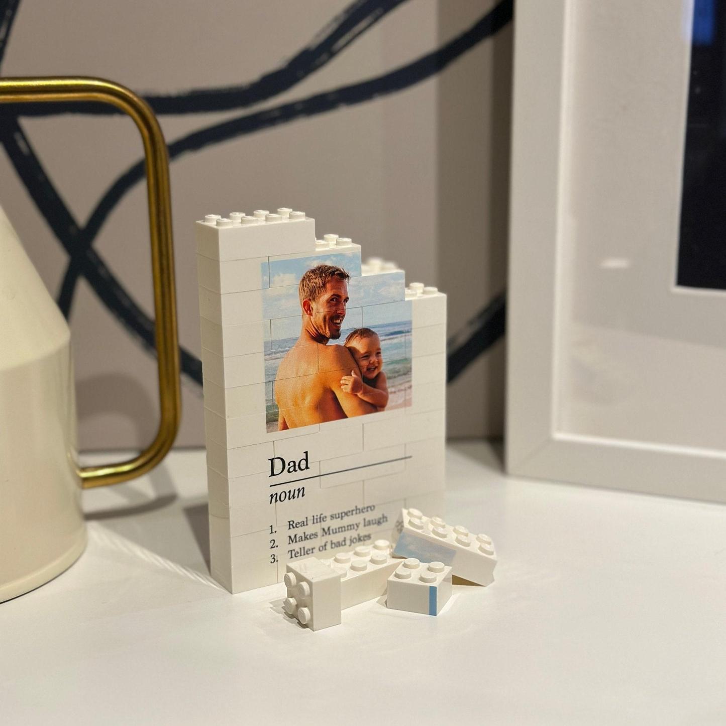 Personalisierter Foto-baustein Für Papa, Geschenk Für Papa, Substantiv, Baustein, Puzzle, Geschenk, Ihn, Papa, Vatertag - 