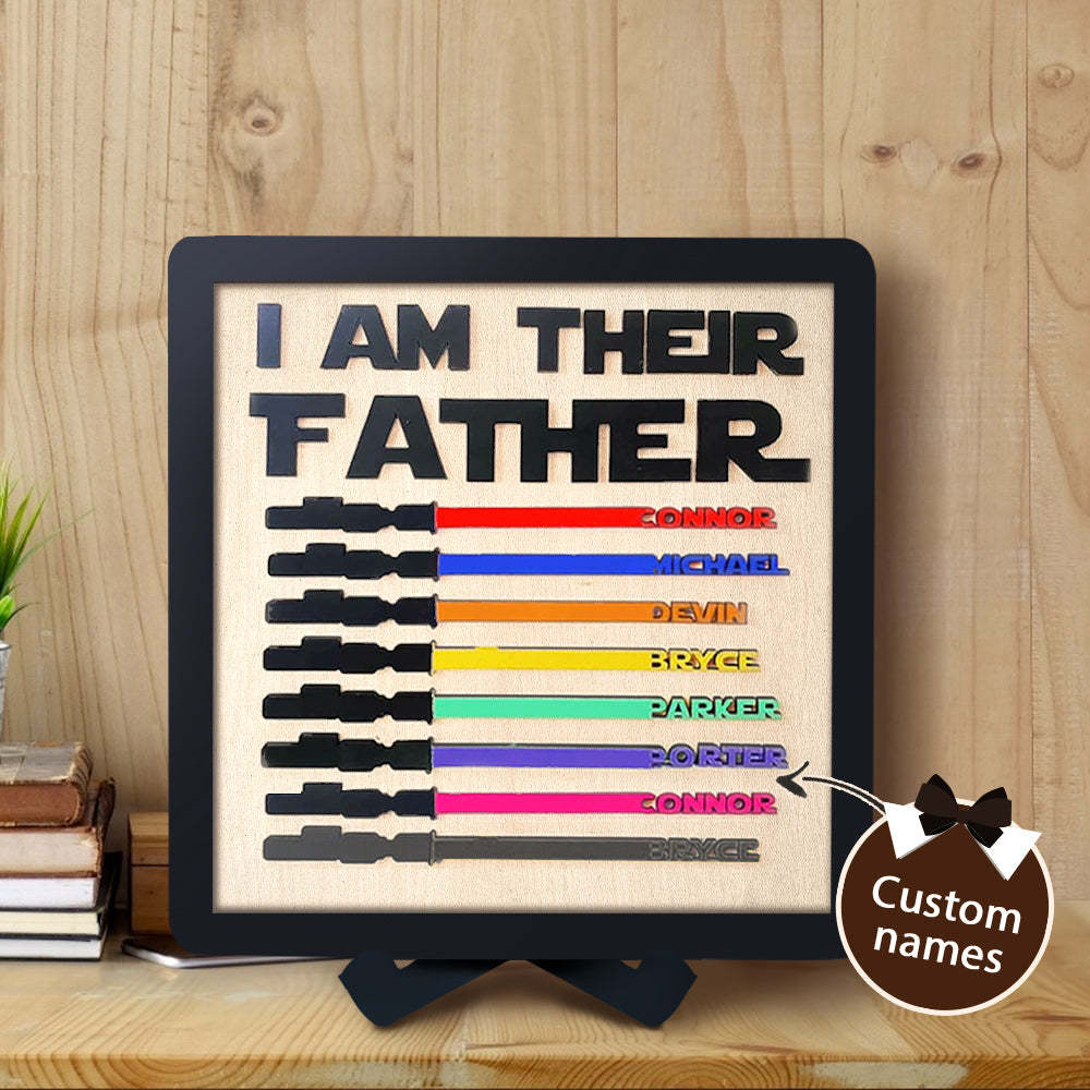 Vatertagsgeschenk Personalisiertes Lichtschwert „i Am Their Father" Holzschild Für Papa -