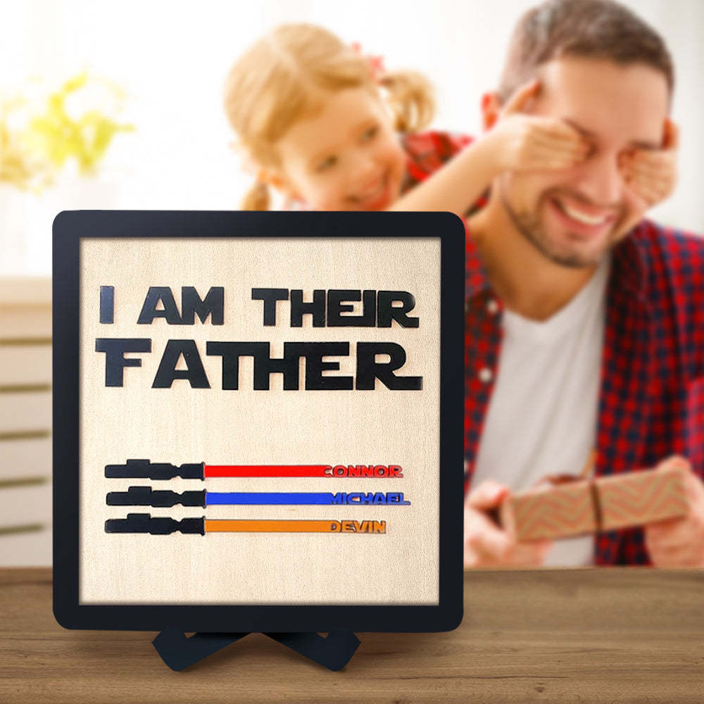 Vatertagsgeschenk Personalisiertes Lichtschwert „i Am Their Father" Holzschild Für Papa -