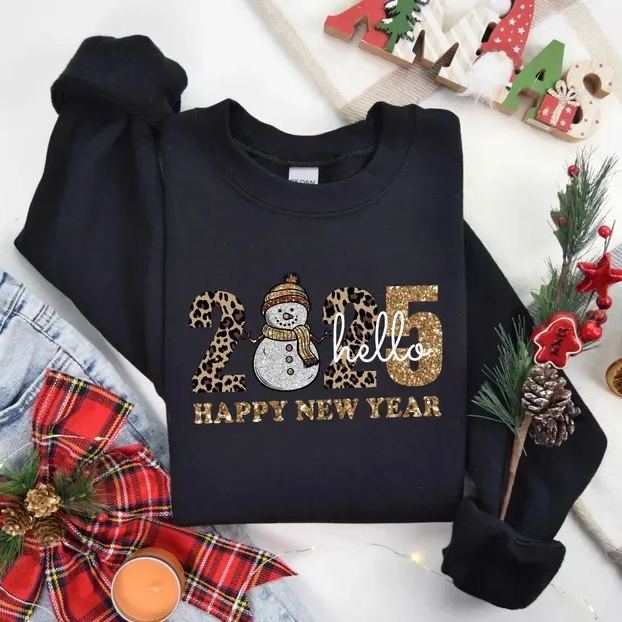 Sweatshirt „frohes Neues Jahr", Hoodie „frohes Neues Jahr 2025", Hoodie Für Mädchen Auf Neujahrsreisen, Sweatshirt Für Die Feiertage 2025, Sweatshirt Für Die Neujahrsparty - 