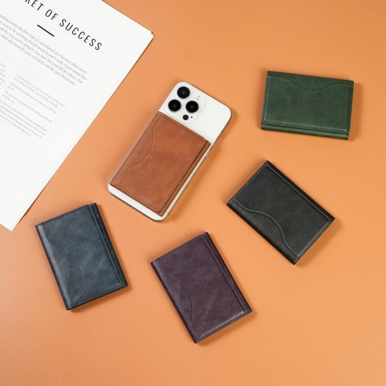Personalisierte Dreifach Gefaltete Magnetische Geldbörse Mit Telefonständer, Kartenhalter Aus Echtem Leder, Perfektes Geschenk Für Männer - 