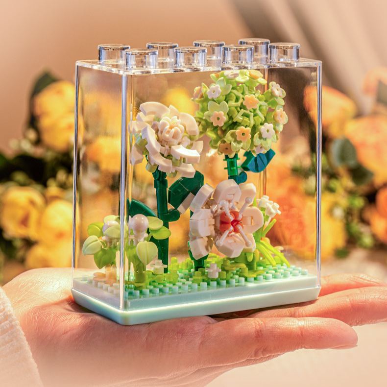 Mini-blumenbausteine ​​mit Transparenter Vitrine | Diy-geschenk Für Blühende Dekoration Zu Hause Und An Feiertagen - 